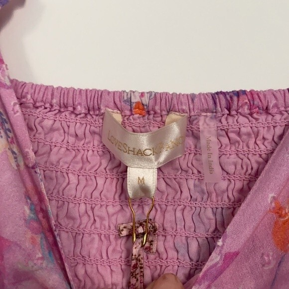 LoveShackFancy Dress Jarrah Pink Floral Royal Pink Berry Women's Medium Preppy - Picture 6 of 12